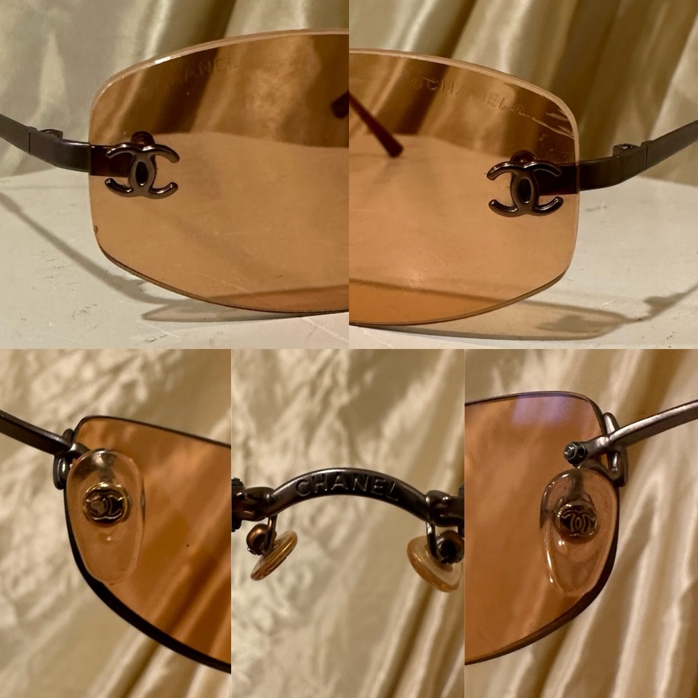 Chanel 4002 Rimless CC Vintage Y2K Sunglasses in Orange Hue - Picture 14 of 17